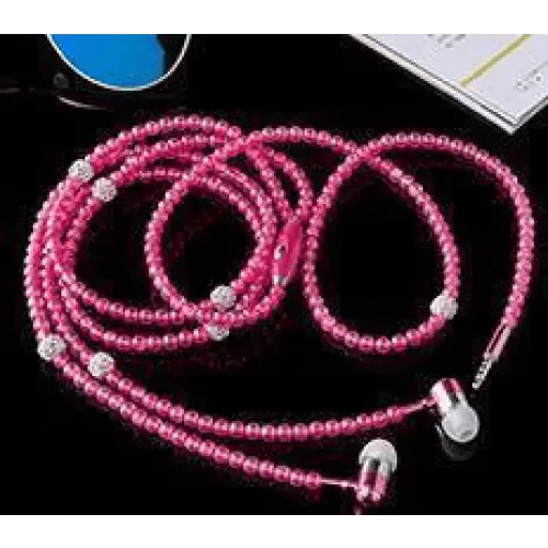 Ladies Luxury Pearl Necklace Pink Earphones With Mic Excellent Sound Quality Stereo Earphones For Everyday Use Stevvex