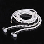 Ladies Luxury Pearl Necklace Pink Earphones With Mic Excellent Sound Quality Stereo Earphones For Everyday Use Stevvex