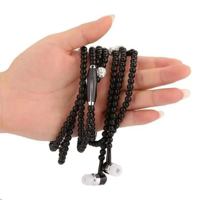 Ladies Luxury Pearl Necklace Pink Earphones With Mic Excellent Sound Quality Stereo Earphones For Everyday Use Stevvex
