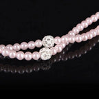 Ladies Luxury Pearl Necklace Pink Earphones With Mic Excellent Sound Quality Stereo Earphones For Everyday Use Stevvex