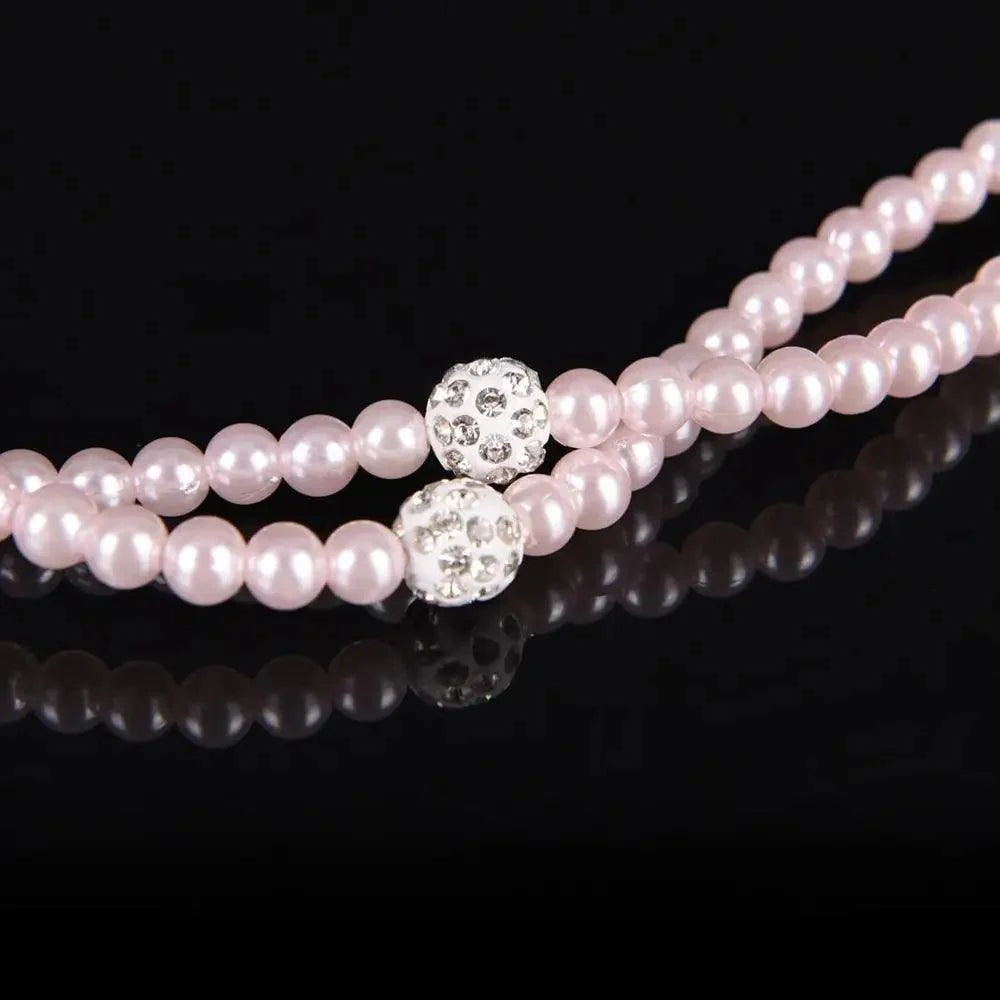 Ladies Luxury Pearl Necklace Pink Earphones With Mic Excellent Sound Quality Stereo Earphones For Everyday Use Stevvex