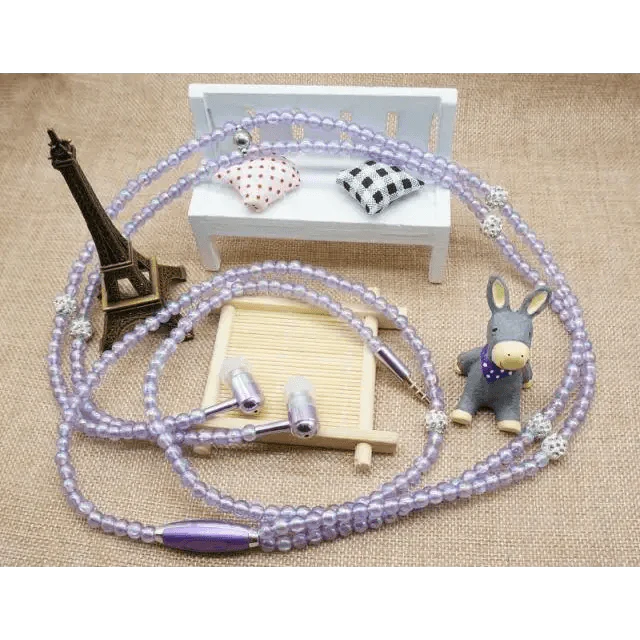 Ladies Luxury Pearl Necklace Pink Earphones With Mic Excellent Sound Quality Stereo Earphones For Everyday Use Stevvex