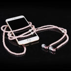 Ladies Luxury Pearl Necklace Pink Earphones With Mic Excellent Sound Quality Stereo Earphones For Everyday Use Stevvex