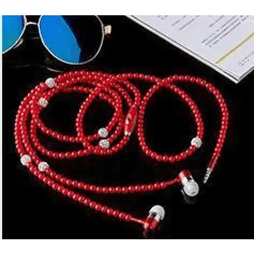 Ladies Luxury Pearl Necklace Pink Earphones With Mic Excellent Sound Quality Stereo Earphones For Everyday Use Stevvex