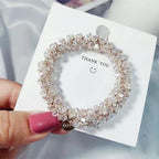 Ladies Pearl Multicolor Beads Hair Tie Elastic Hair Rope Simple Metal Sheets Scrunchies Ponytail Holders Hair Accessories for Women and Girls Stevvex