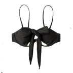 Ladies Summer Solid Color  Swimsuit Female Detachable Shoulder Strap Halter Bikini Women's Bikini Swimsuits One Piece Bathing Suits Tie Knot Cutout Swimwear with Crisscross Design