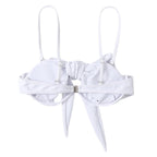 Ladies Summer Solid Color  Swimsuit Female Detachable Shoulder Strap Halter Bikini Women's Bikini Swimsuits One Piece Bathing Suits Tie Knot Cutout Swimwear with Crisscross Design