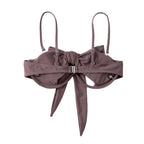 Ladies Summer Solid Color  Swimsuit Female Detachable Shoulder Strap Halter Bikini Women's Bikini Swimsuits One Piece Bathing Suits Tie Knot Cutout Swimwear with Crisscross Design