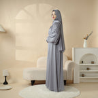 Lantern Sleeve Abaya, 4-Piece Set Large Pleated Sleeves Abaya (MOA084)