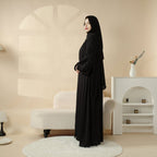 Lantern Sleeve Abaya, 4-Piece Set Large Pleated Sleeves Abaya (MOA084)