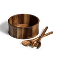 Large Acacia Wood Salad Bowl 10x4 With Servers Handcrafted Serving Bowl BandsCo Straps