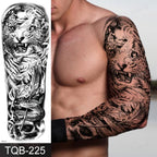 Large Black Temporary Tattoo Waterproof Luxury Big Tattoo For Body Arm Legs Modern Design