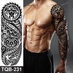 Large Black Temporary Tattoo Waterproof Luxury Big Tattoo For Body Arm Legs Modern Design