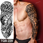 Large Black Temporary Tattoo Waterproof Luxury Big Tattoo For Body Arm Legs Modern Design