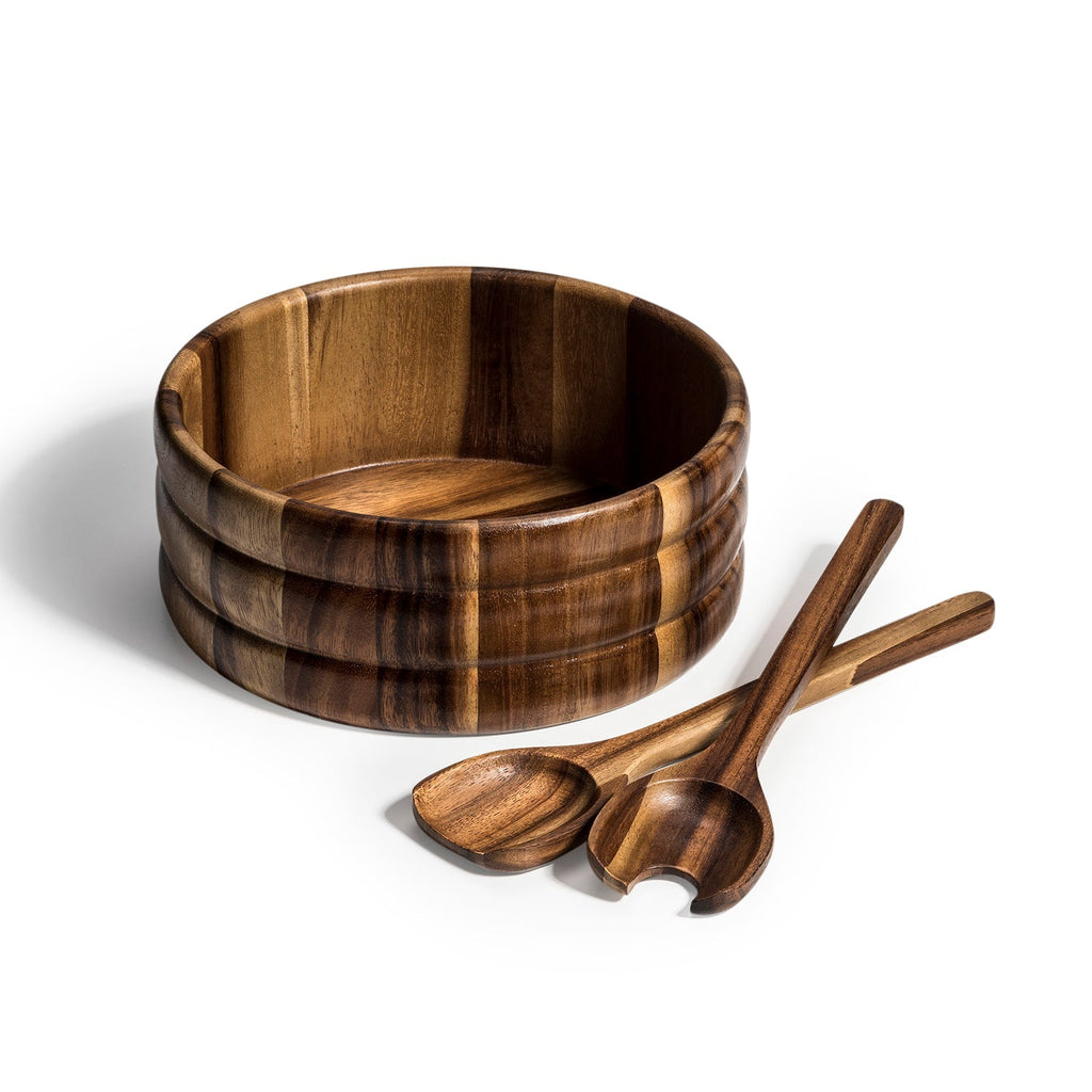 Large Ceramic Salad Bowl With Servers - Serving Bowl For Salads And Fruit BandsCo Straps