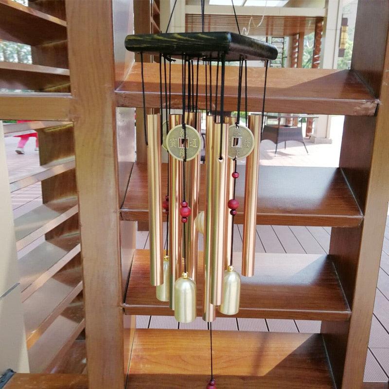Large Copper Money Pendant Wind Chime Tubes Bells Copper Metal Pipe Chime Large Wind Chimes Bells Tubes Pendant Balcony Outdoor Yard Garden Home Decoration Stevvex