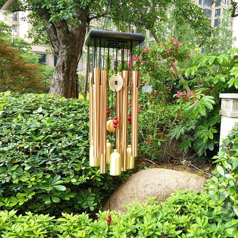 Large Copper Money Pendant Wind Chime Tubes Bells Copper Metal Pipe Chime Large Wind Chimes Bells Tubes Pendant Balcony Outdoor Yard Garden Home Decoration Stevvex