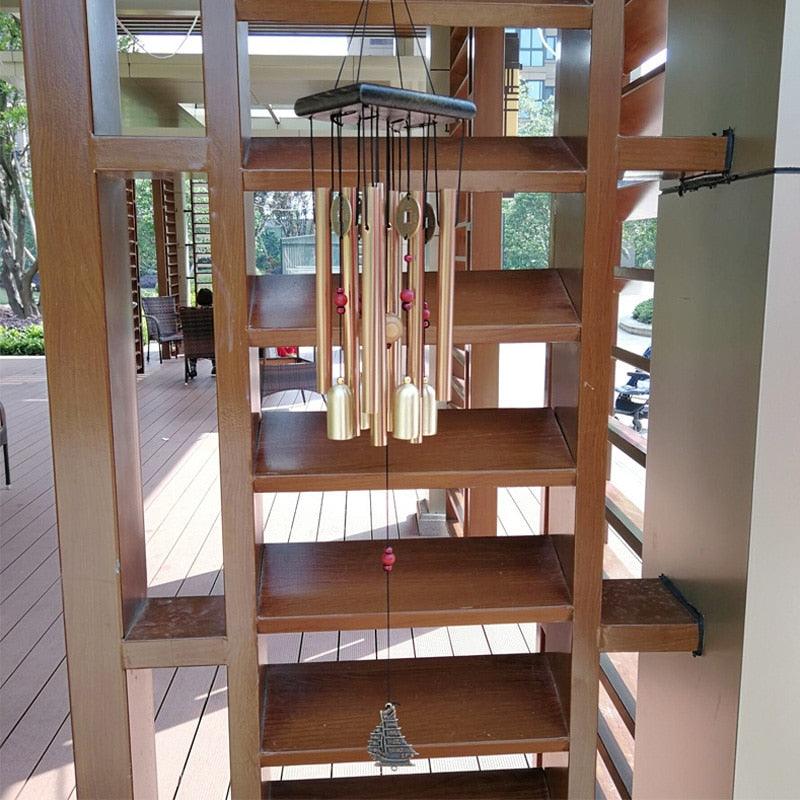 Large Copper Money Pendant Wind Chime Tubes Bells Copper Metal Pipe Chime Large Wind Chimes Bells Tubes Pendant Balcony Outdoor Yard Garden Home Decoration Stevvex