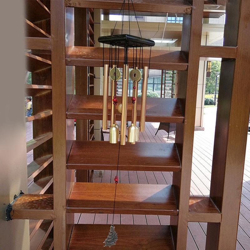 Large Copper Money Pendant Wind Chime Tubes Bells Copper Metal Pipe Chime Large Wind Chimes Bells Tubes Pendant Balcony Outdoor Yard Garden Home Decoration Stevvex