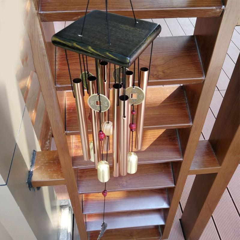 Large Copper Money Pendant Wind Chime Tubes Bells Copper Metal Pipe Chime Large Wind Chimes Bells Tubes Pendant Balcony Outdoor Yard Garden Home Decoration Stevvex