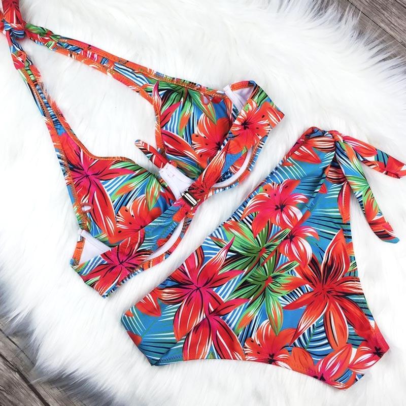 Large Size Swimsuit Women High Waist Bikini Swimwear Women High Waisted Bikini Set Two Piece Swimsuits Tummy Control Bathing Suits With Shorts Push Up Swim Wear Female Bandage Bikini Set Bathing Suit Women Stevvex