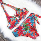 Large Size Swimsuit Women High Waist Bikini Swimwear Women High Waisted Bikini Set Two Piece Swimsuits Tummy Control Bathing Suits With Shorts Push Up Swim Wear Female Bandage Bikini Set Bathing Suit Women Stevvex