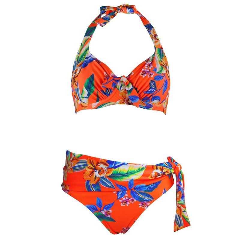 Large Size Swimsuit Women High Waist Bikini Swimwear Women High Waisted Bikini Set Two Piece Swimsuits Tummy Control Bathing Suits With Shorts Push Up Swim Wear Female Bandage Bikini Set Bathing Suit Women Stevvex