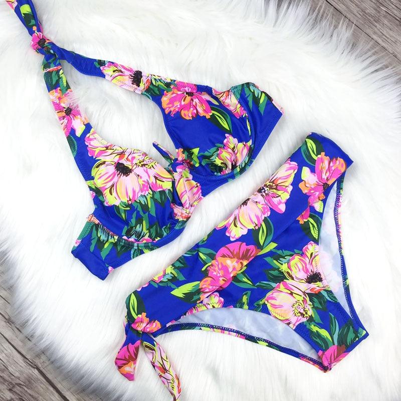 Large Size Swimsuit Women High Waist Bikini Swimwear Women High Waisted Bikini Set Two Piece Swimsuits Tummy Control Bathing Suits With Shorts Push Up Swim Wear Female Bandage Bikini Set Bathing Suit Women Stevvex