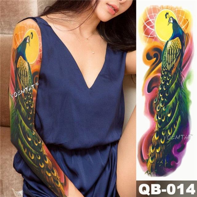 Large Tattoo Sleeve Arm Waterproof Temporary Sticker Tiger Fox For Arm Luxury Colorful Design Stevvex