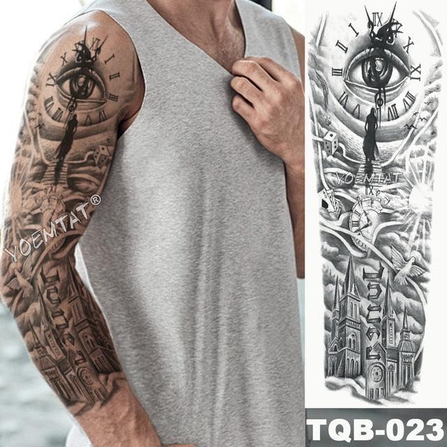Large Tattoo Sleeve Arm Waterproof Temporary Sticker Tiger Fox For Arm Luxury Colorful Design Stevvex