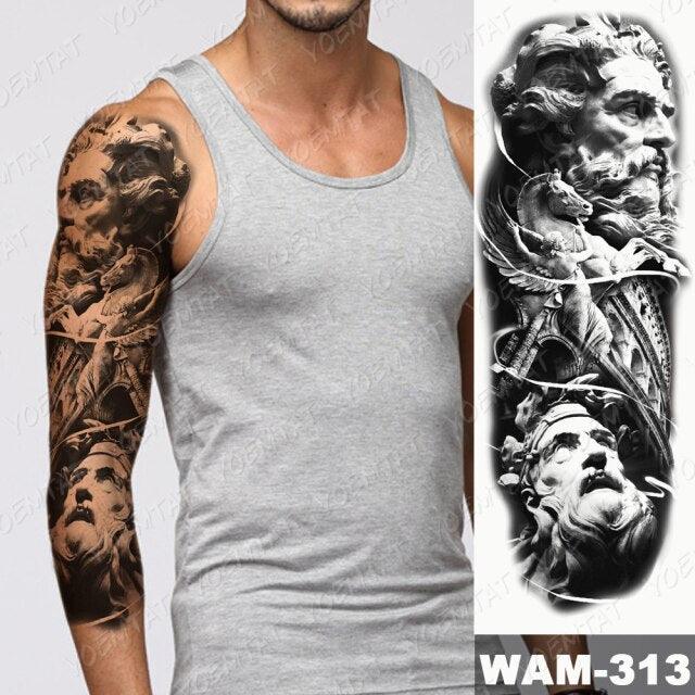 Large Tattoo Sleeve Arm Waterproof Temporary Sticker Tiger Fox For Arm Luxury Colorful Design Stevvex
