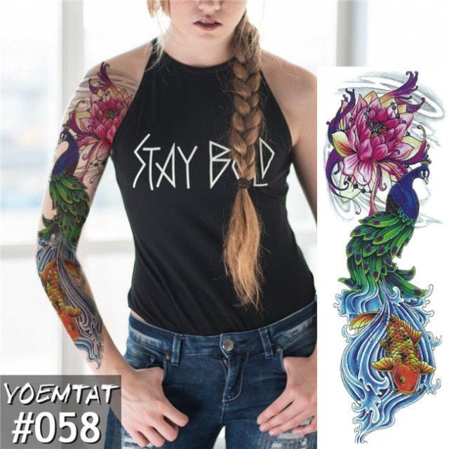 Large Tattoo Sleeve Arm Waterproof Temporary Sticker Tiger Fox For Arm Luxury Colorful Design Stevvex