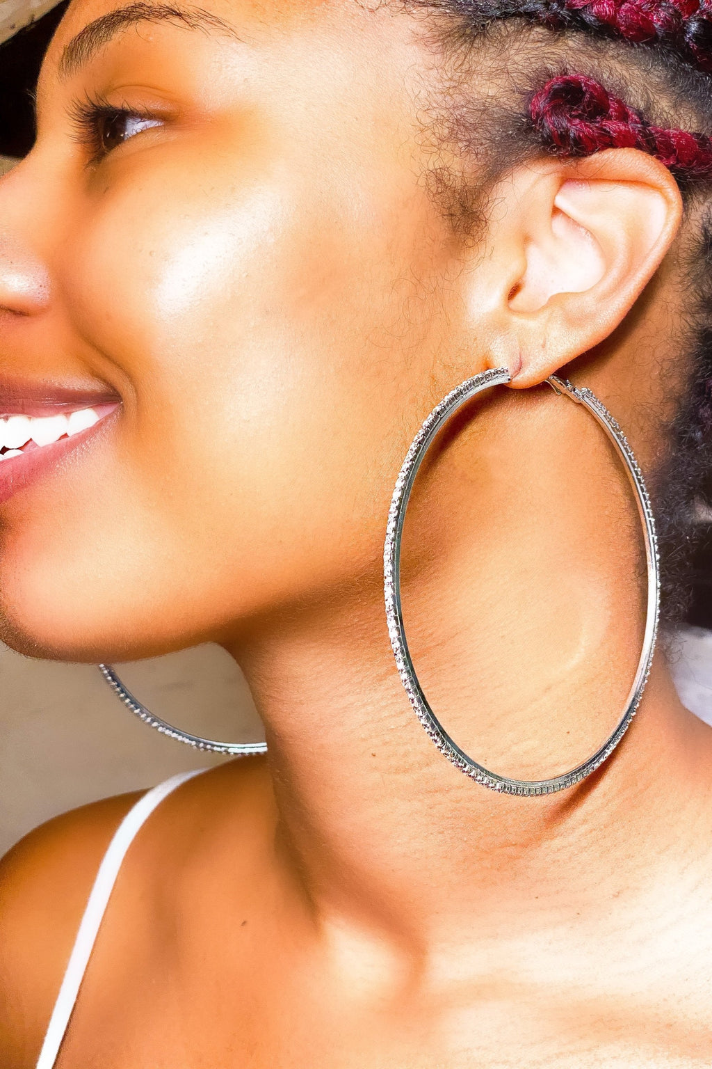Large Textured Hoop Earrings Around The Way Girl Style