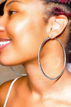 Large Textured Hoop Earrings Around The Way Girl Style