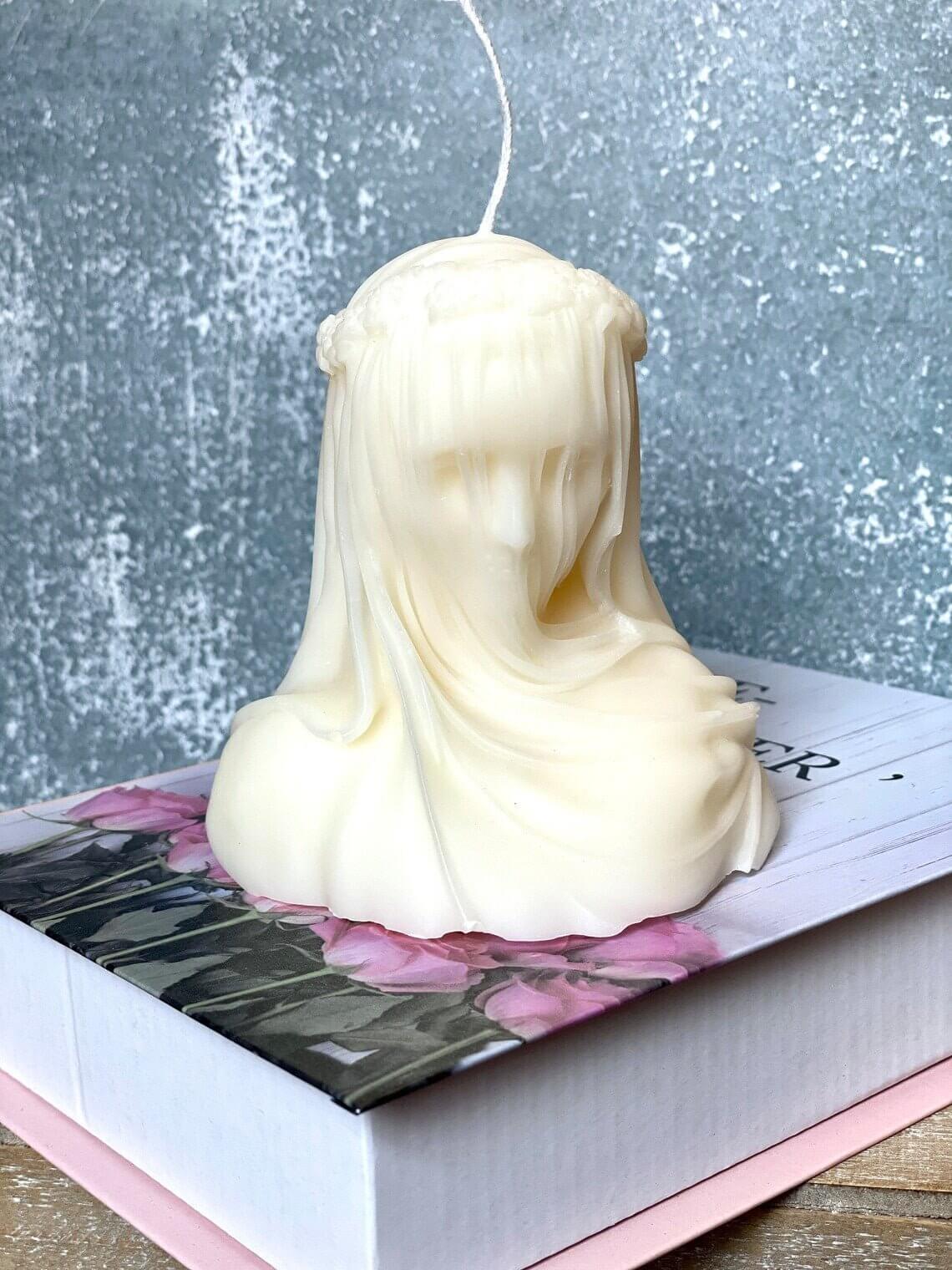 Large Veiled Lady Candle - Elegant Home Decor Piece and Unique Gift Idea Lootquake LLC