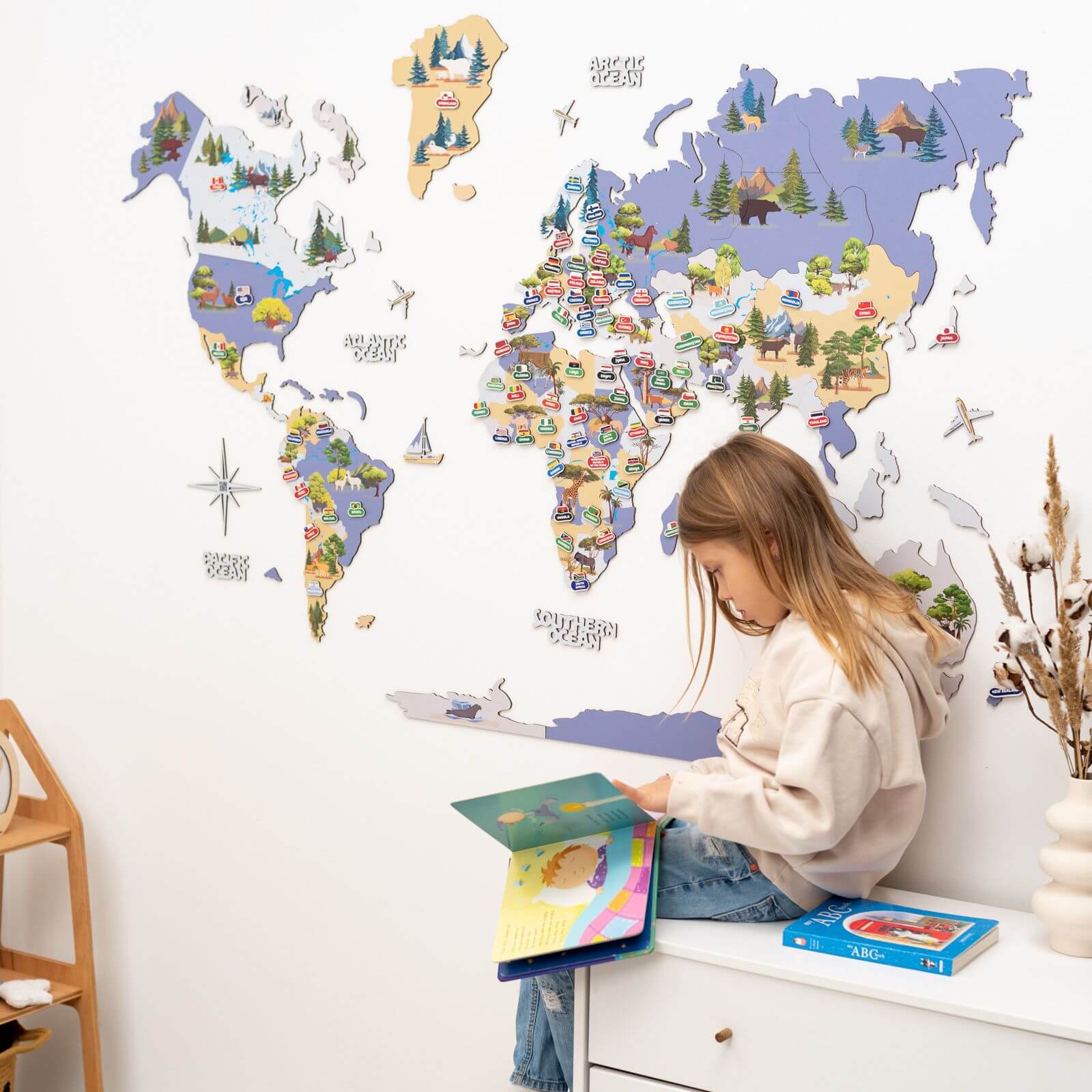 Animal World Map Indigo - SJB-DIAMOND ELITES