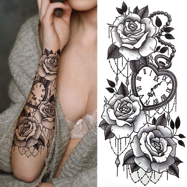 Large Wolf Tiger Black Tattoo Sticker Evil Death Temporary Tattoo Waterproof Big Tattoo Stickers For Mens Womens Stevvex