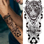 Large Wolf Tiger Black Tattoo Sticker Evil Death Temporary Tattoo Waterproof Big Tattoo Stickers For Mens Womens Stevvex