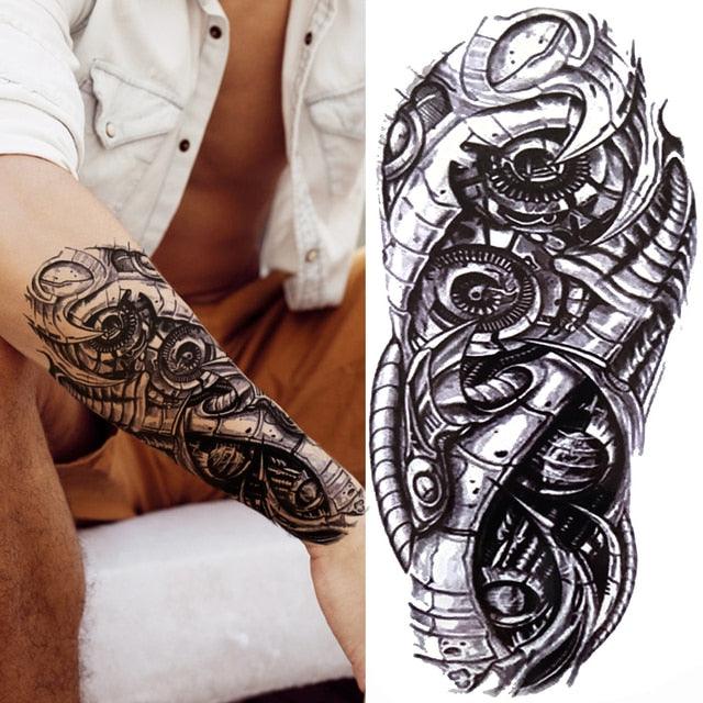 Large Wolf Tiger Black Tattoo Sticker Evil Death Temporary Tattoo Waterproof Big Tattoo Stickers For Mens Womens Stevvex