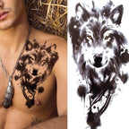Large Wolf Tiger Black Tattoo Sticker Evil Death Temporary Tattoo Waterproof Big Tattoo Stickers For Mens Womens Stevvex