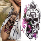 Large Wolf Tiger Black Tattoo Sticker Evil Death Temporary Tattoo Waterproof Big Tattoo Stickers For Mens Womens Stevvex