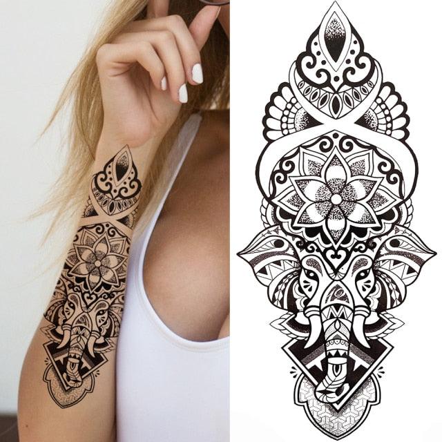 Large Wolf Tiger Black Tattoo Sticker Evil Death Temporary Tattoo Waterproof Big Tattoo Stickers For Mens Womens Stevvex