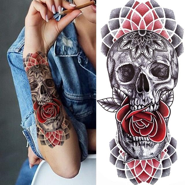 Large Wolf Tiger Black Tattoo Sticker Evil Death Temporary Tattoo Waterproof Big Tattoo Stickers For Mens Womens Stevvex