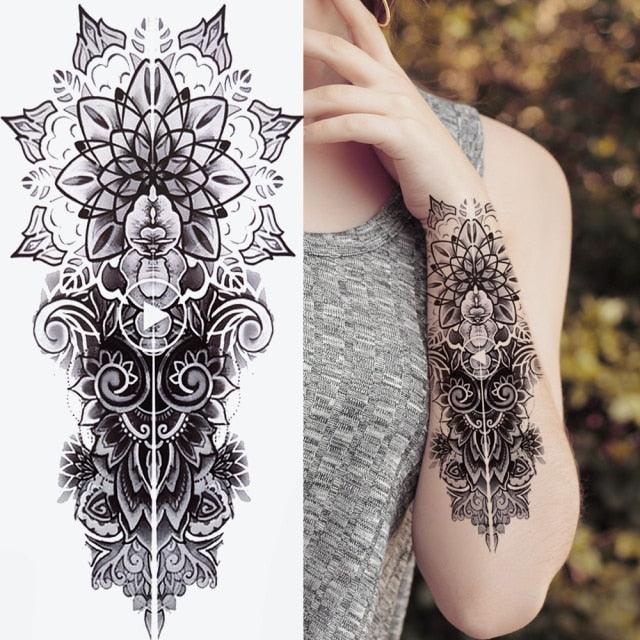 Large Wolf Tiger Black Tattoo Sticker Evil Death Temporary Tattoo Waterproof Big Tattoo Stickers For Mens Womens Stevvex