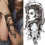 Large Wolf Tiger Black Tattoo Sticker Evil Death Temporary Tattoo Waterproof Big Tattoo Stickers For Mens Womens Stevvex