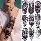 Large Wolf Tiger Black Tattoo Sticker Evil Death Temporary Tattoo Waterproof Big Tattoo Stickers For Mens Womens Stevvex