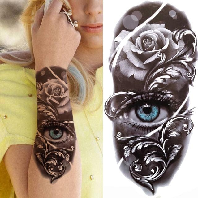 Large Wolf Tiger Black Tattoo Sticker Evil Death Temporary Tattoo Waterproof Big Tattoo Stickers For Mens Womens Stevvex