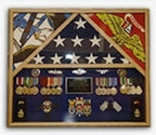 3 Flags Military Shadow Box, flag case for 3 flags. The Military Gift Store