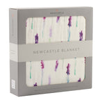 Lavender White Cotton Muslin Baby Swaddle Blanket 47x47