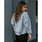 Lavish Style Winter Long-sleeved Jacket Denim Trendy Leopard Print Stitching Lapel Short Jacket For Women And Girls Stevvex